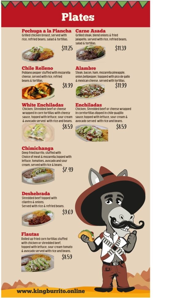 King Burrito - Menu