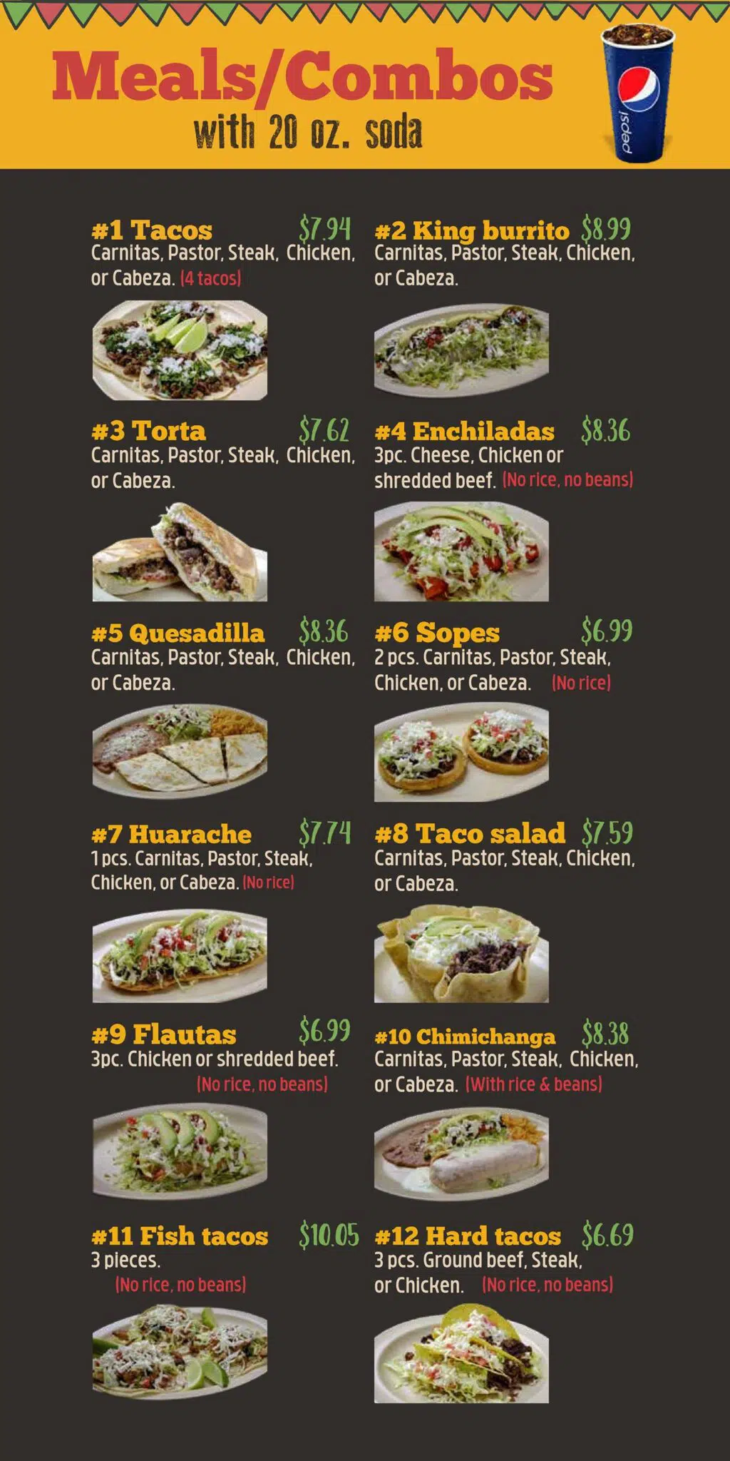 King Burrito - Menu