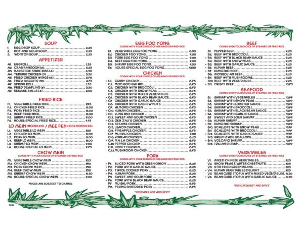 Lin's Garden - Bentonville - Menu with Prices