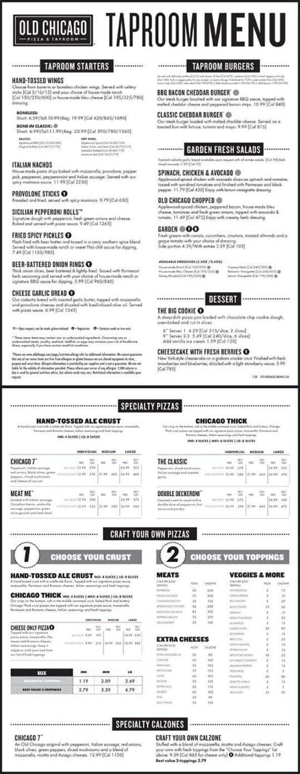 Old Chicago - Menu With Prices