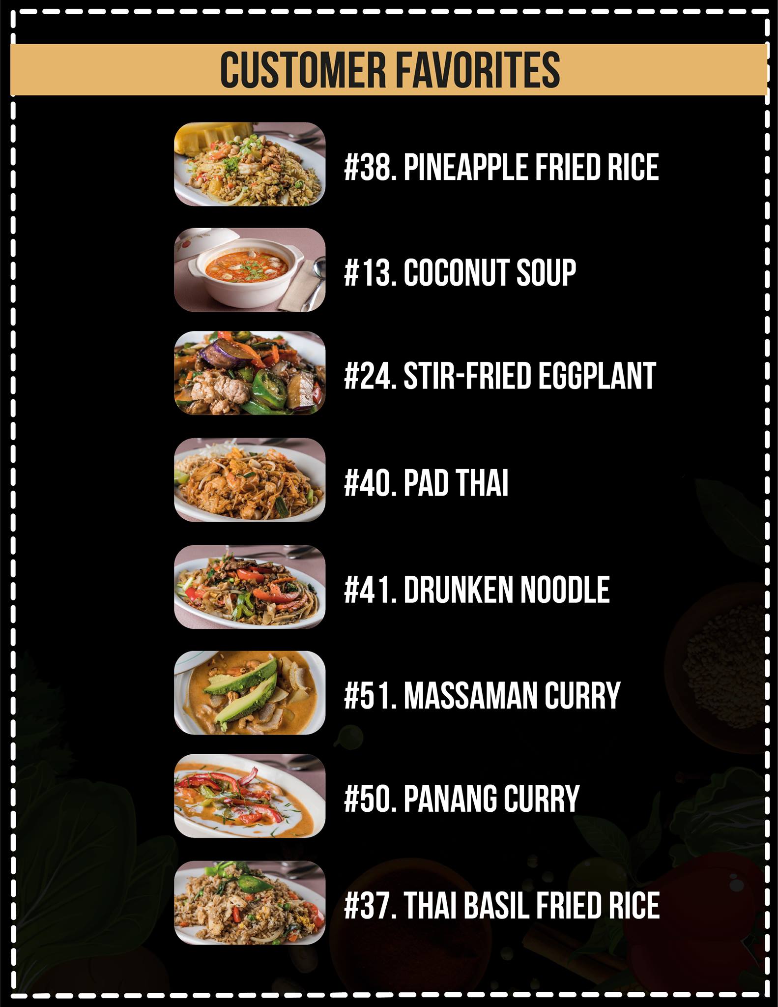 Thai Food Menu