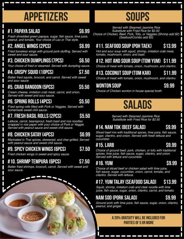 Thai Cuisine - Bentonville - Menu with Prices