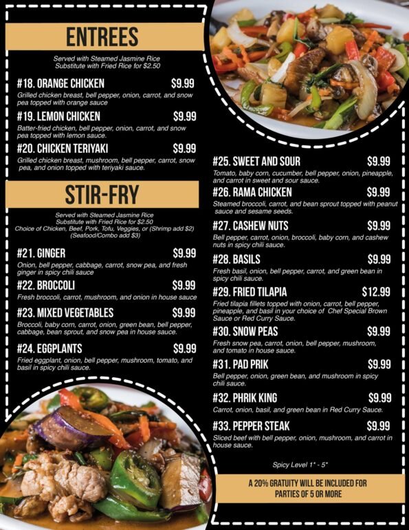 Thai Cuisine - Bentonville - Menu with Prices