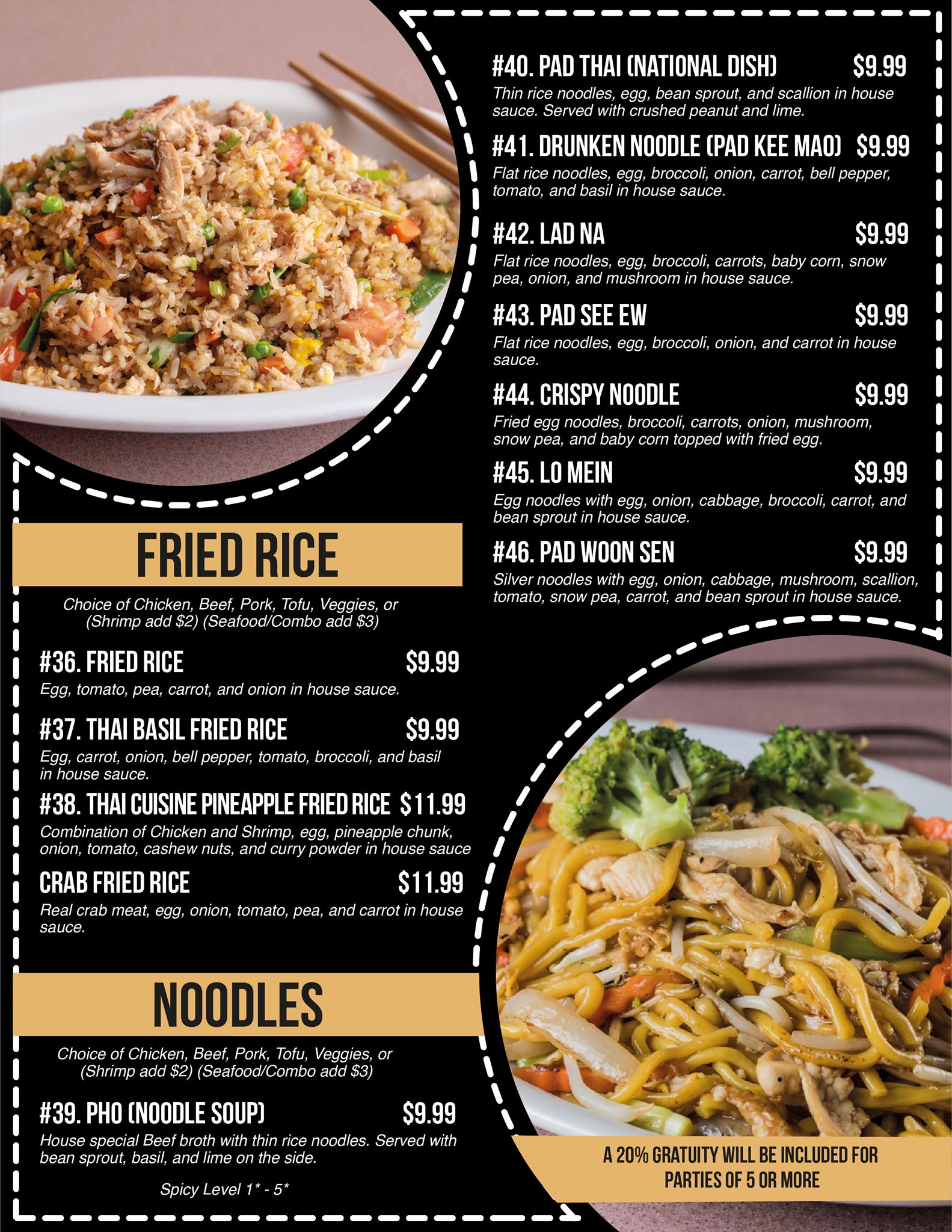 Thai Cuisine - Bentonville - Menu with Prices