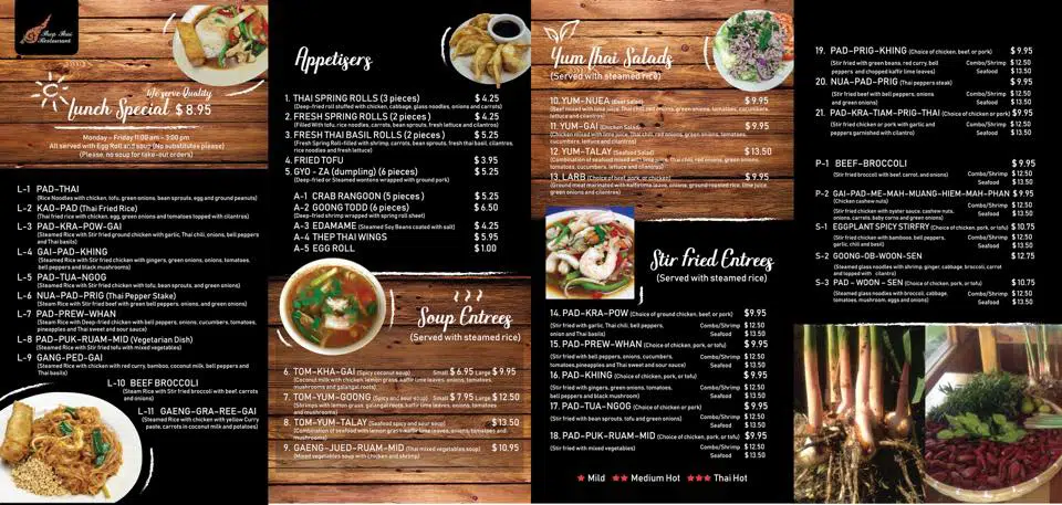 Thep Thai Restaurant - Menu