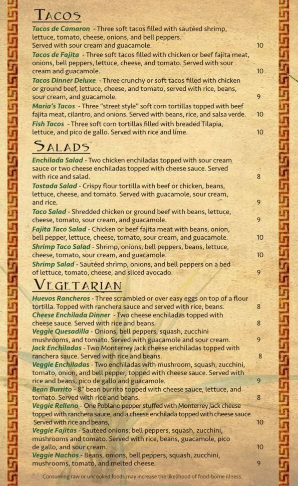 Amigos Mexican Restaurant & Cantina Menu
