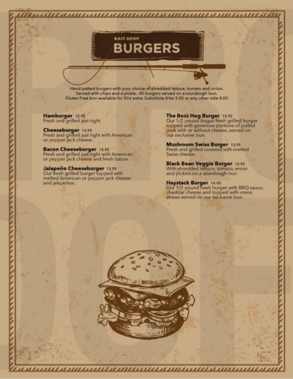 Angler's Restaurant Menu