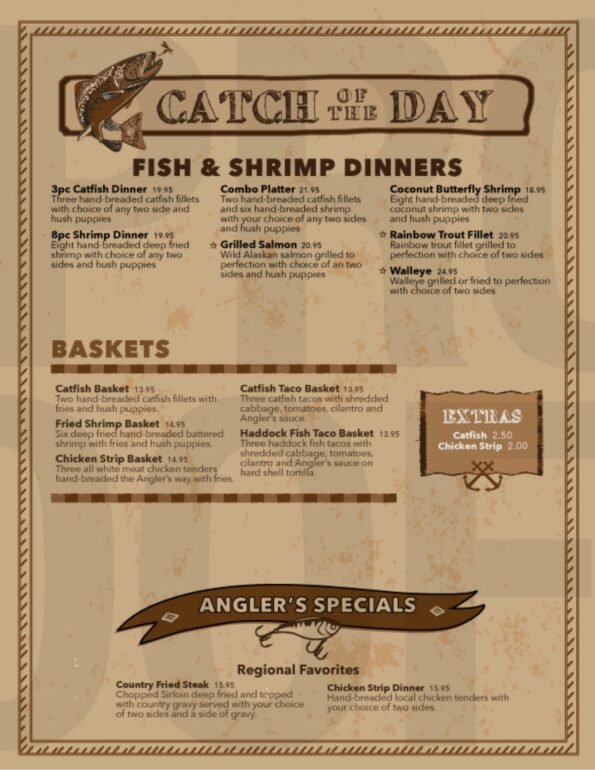Angler's Restaurant Menu