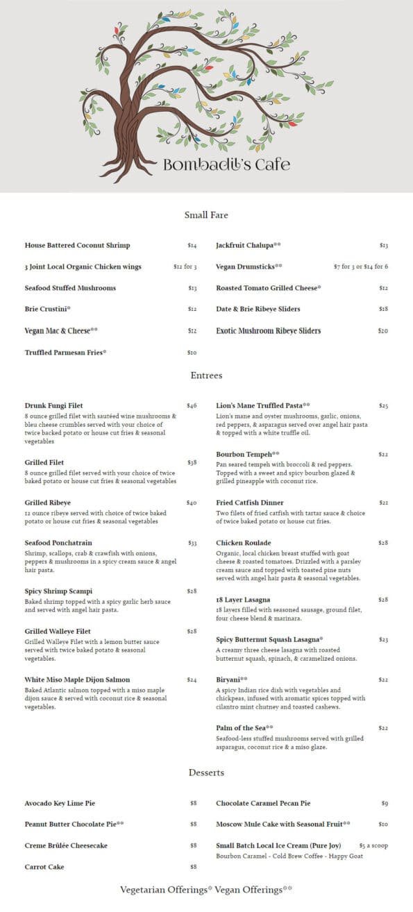 Bombadil's Cafe Menu