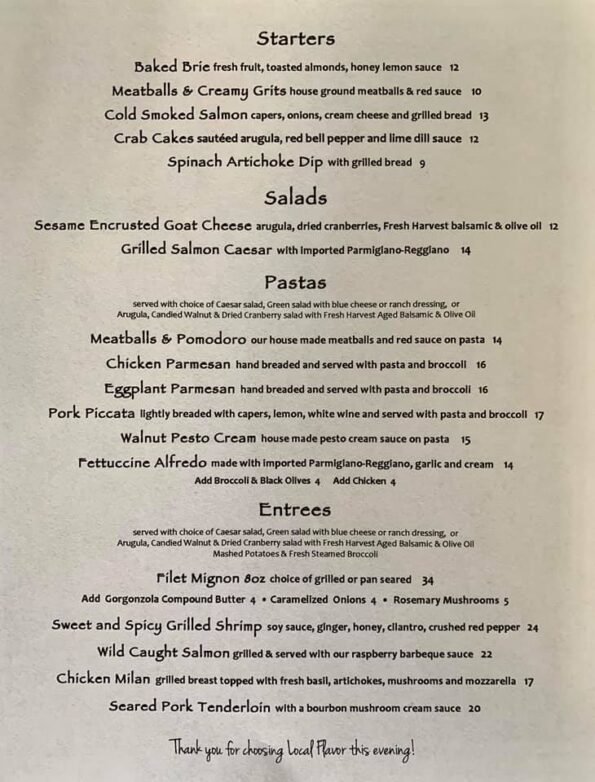 Local Flavor Cafe Menu