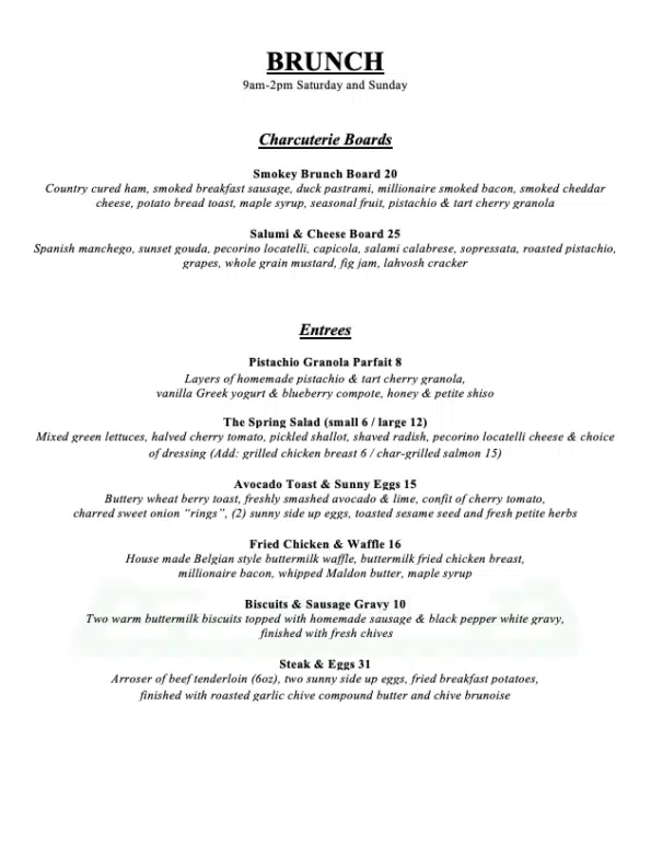 The Spring on Main - Menu