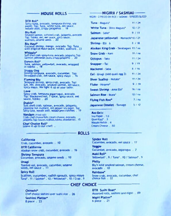 Blu DTR Menu