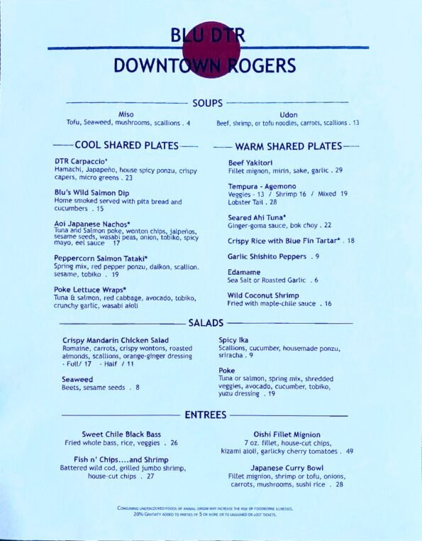 Blu DTR Menu