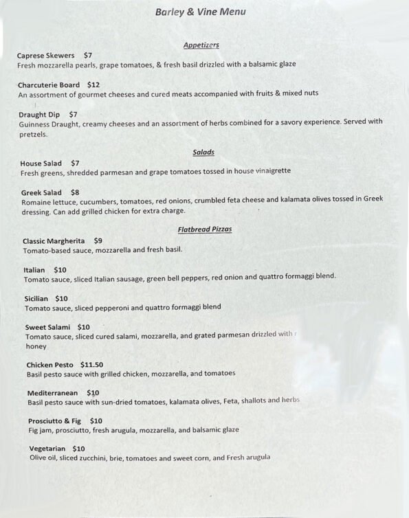 Barley & Vine Menu - Bentonville