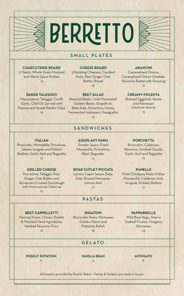 Scotch & Soda Food Menu