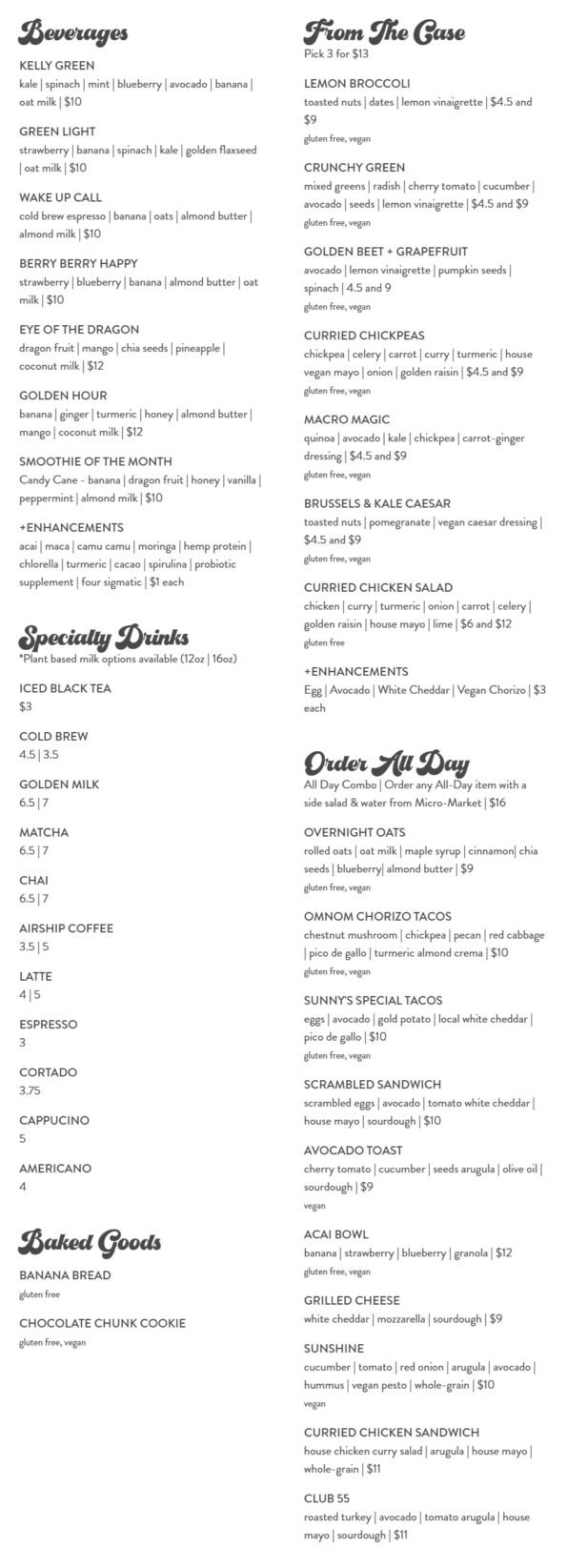 Sunny's - Bentonville Menu