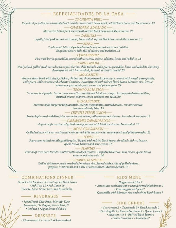 Azul Tequila Bistro Menu