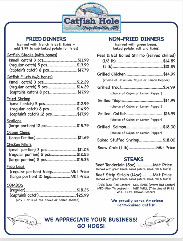 Catfish Hole - Fayetteville Menu