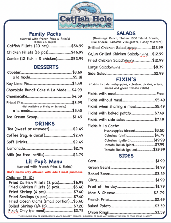 Catfish Hole - Fayetteville Menu