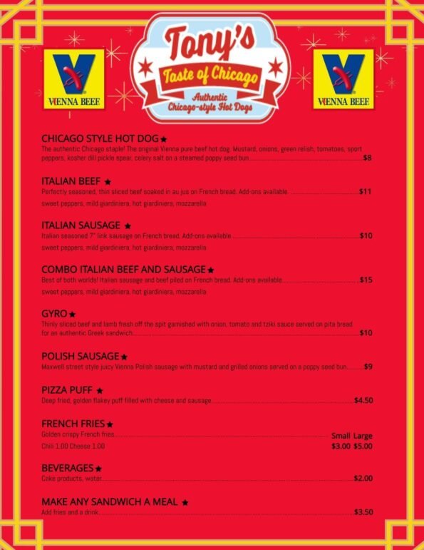 Tony's Taste of Chicago - Food Truck - Online Menu