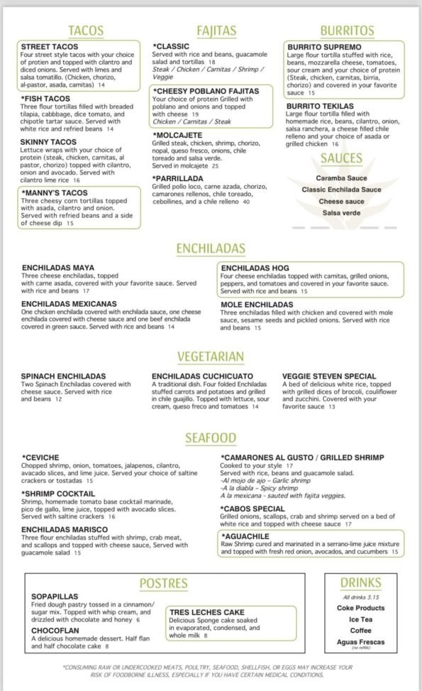 Tekilas Bar and Grill Menu with Prices