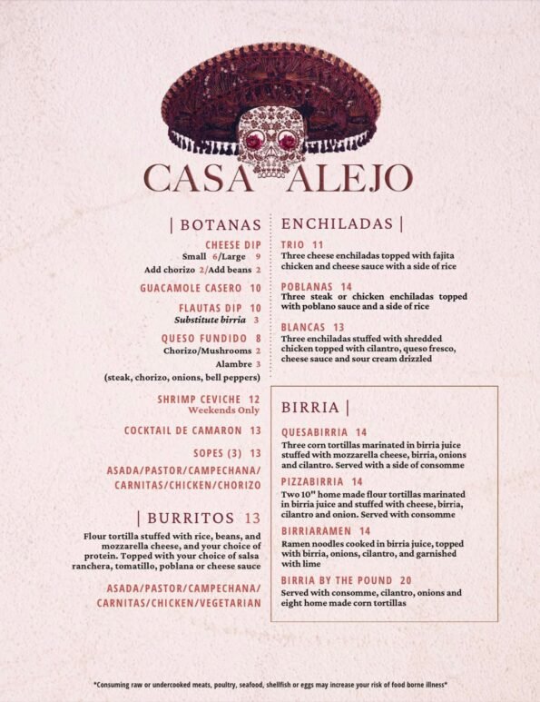 Casa Alejo - Rogers - Menu with Prices - 01