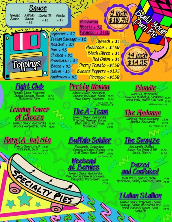 Flashback Pizza and Milkshakes Rogers Menu 02