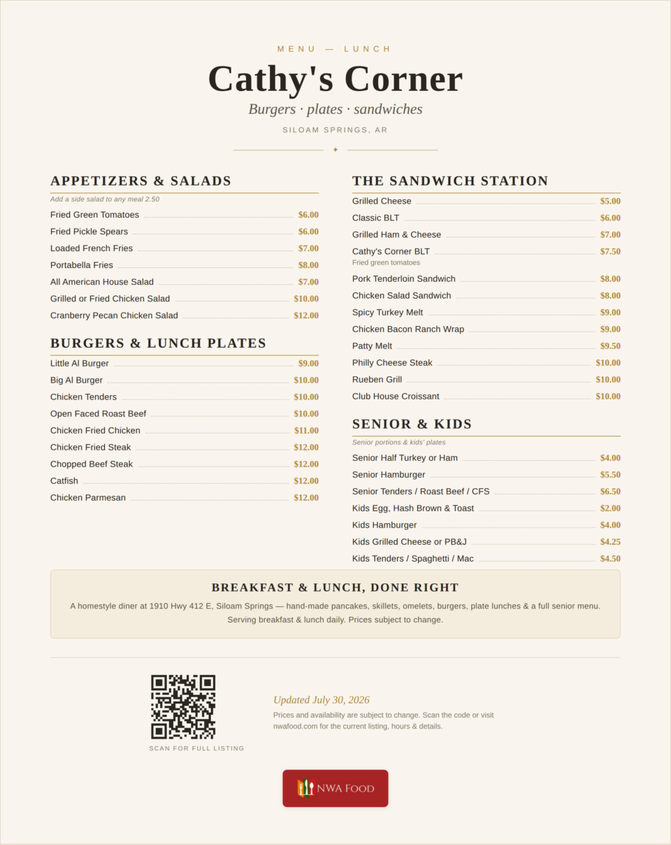 Cathy's Corner Menu (2)