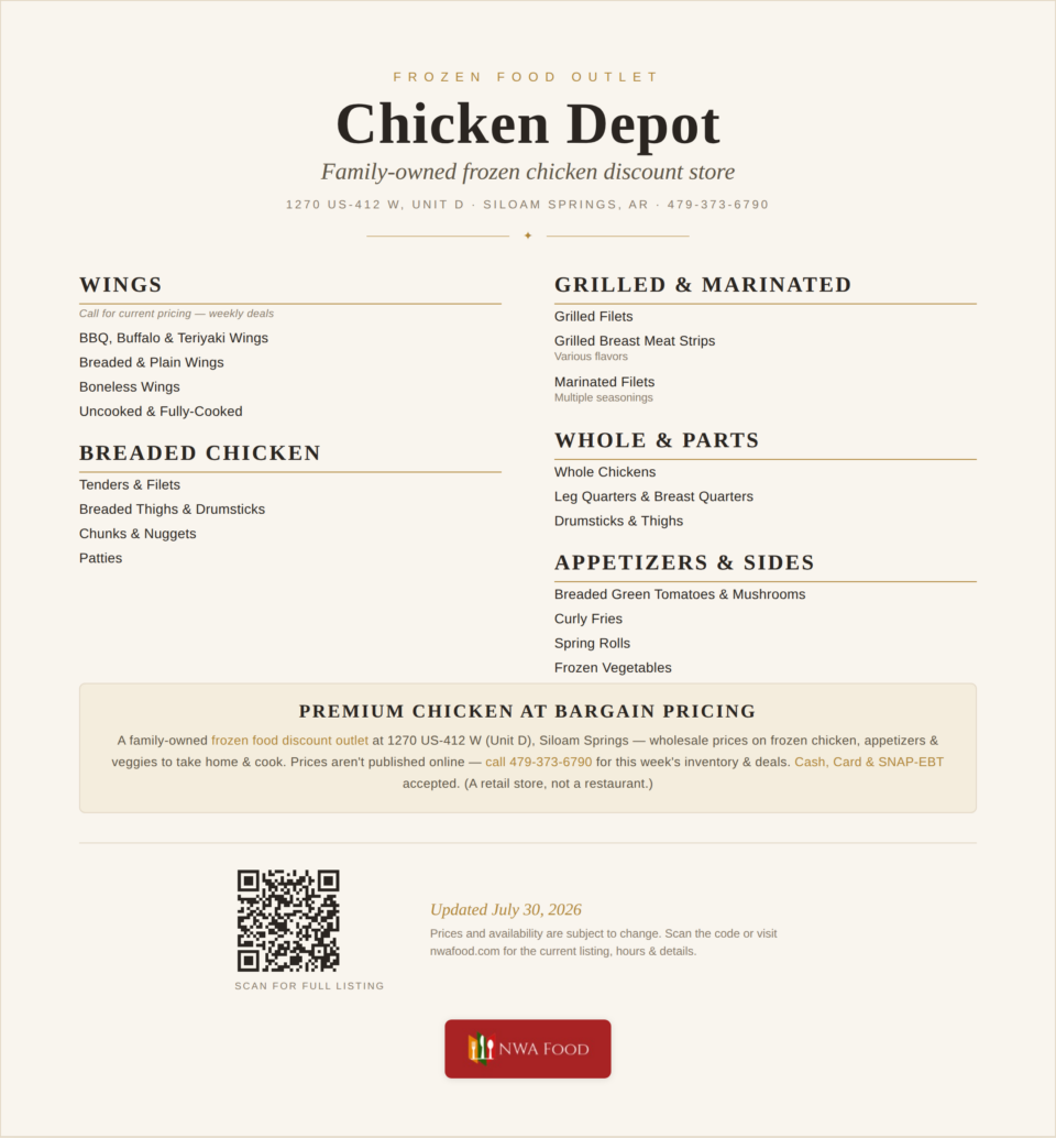 Chicken Depot - Siloam Springs, AR - Products