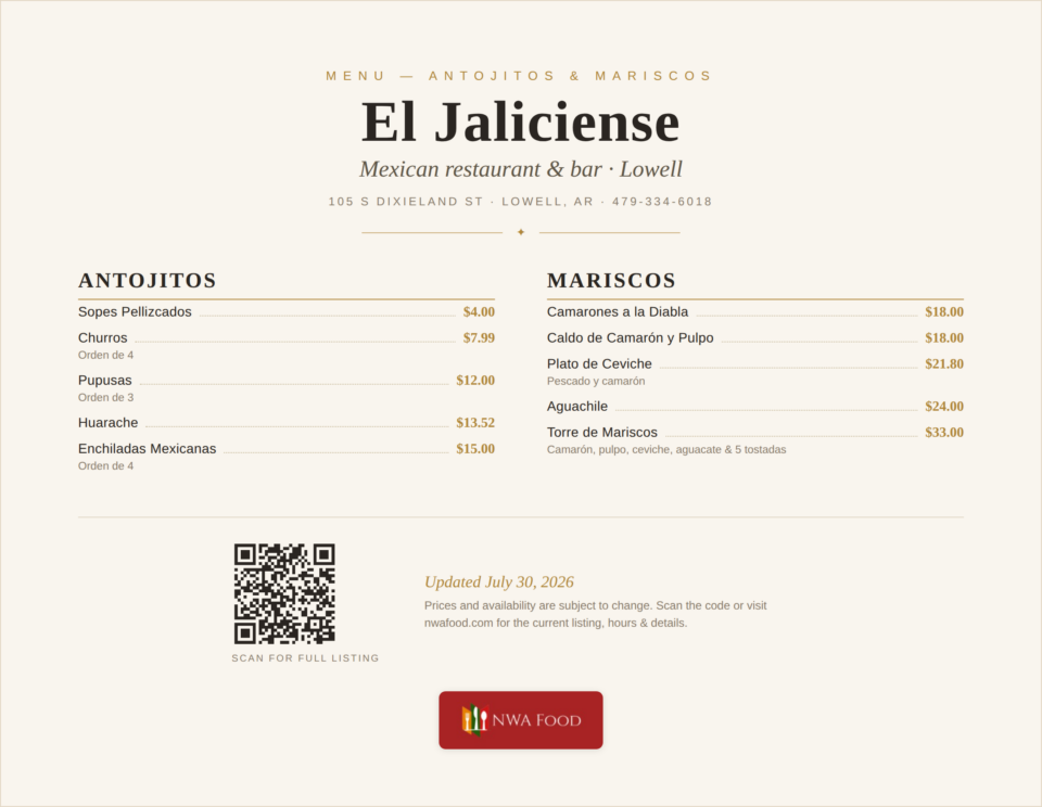 El Jaliciense Restaurant Menu (1)