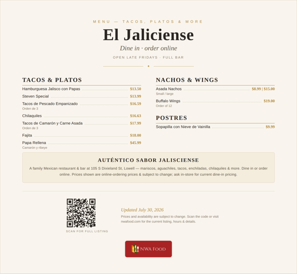 El Jaliciense Restaurant Menu (2)