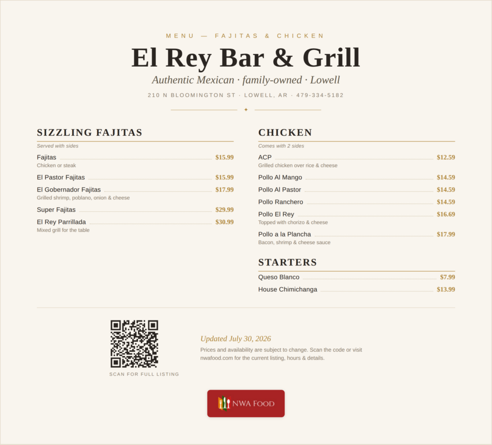 El Rey Bar & Grill Menu (1)