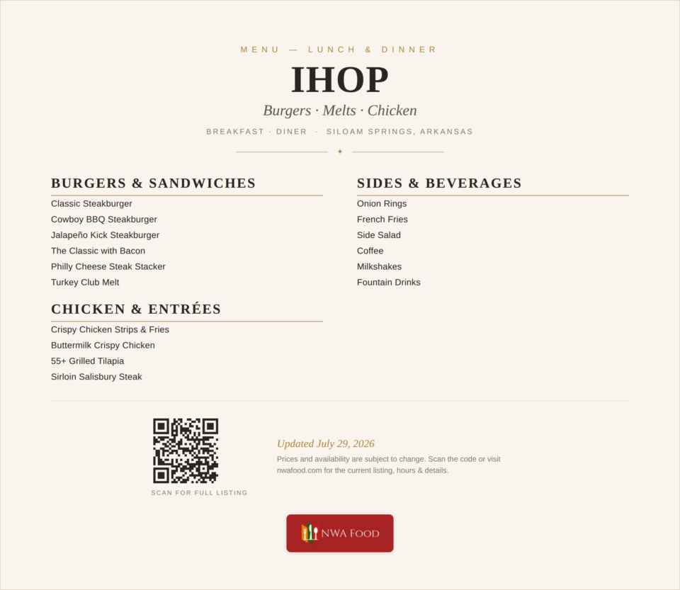 IHOP - Siloam Springs, AR - Menu - 02