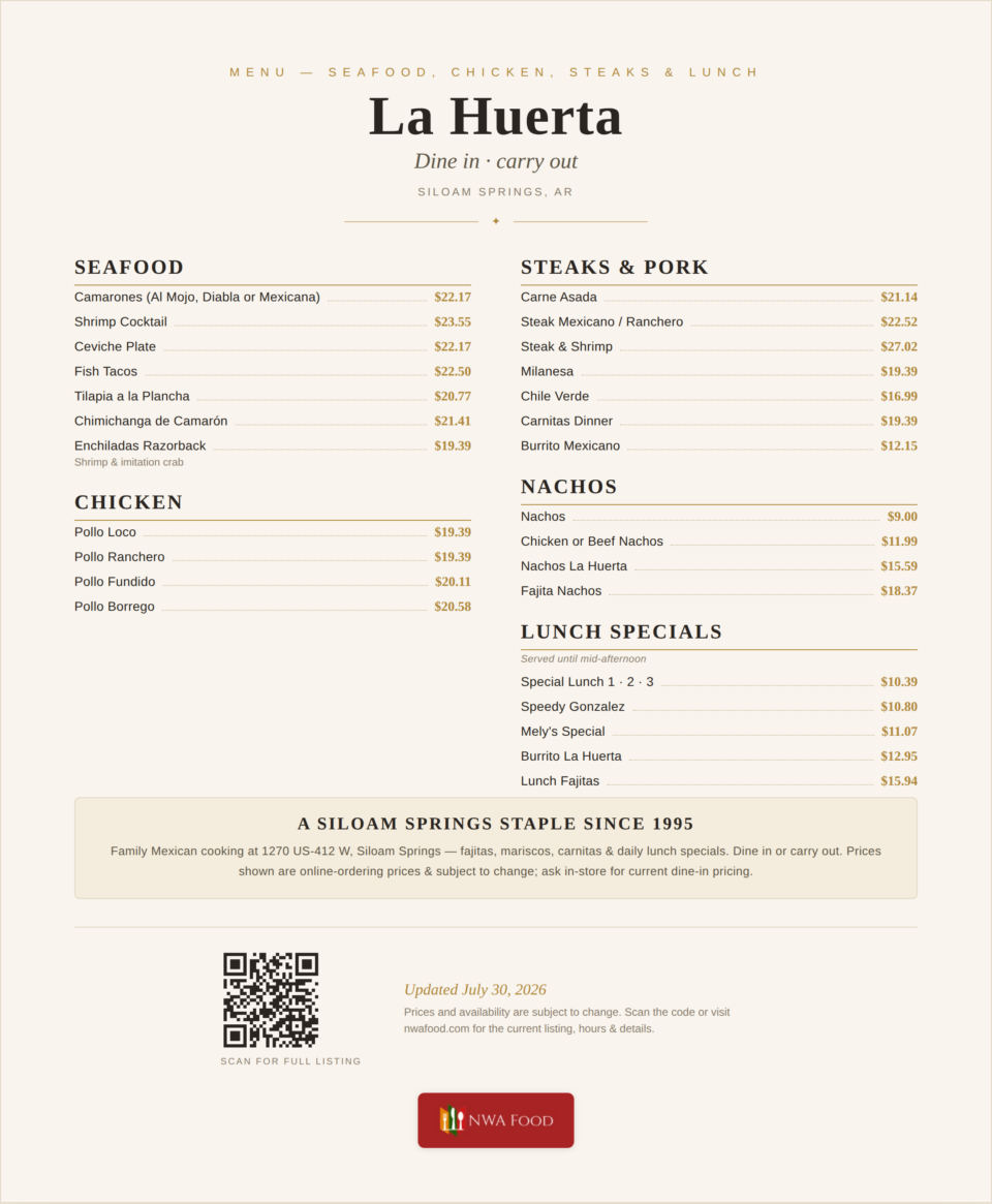 La Huerta Menu (2)