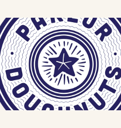 Parlor Doughnuts logo — layered doughnuts and coffee in Rogers, Arkansas