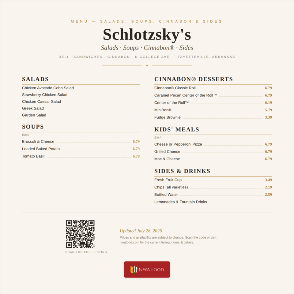 Schlotzsky's - Fayetteville, AR - Menu - 02