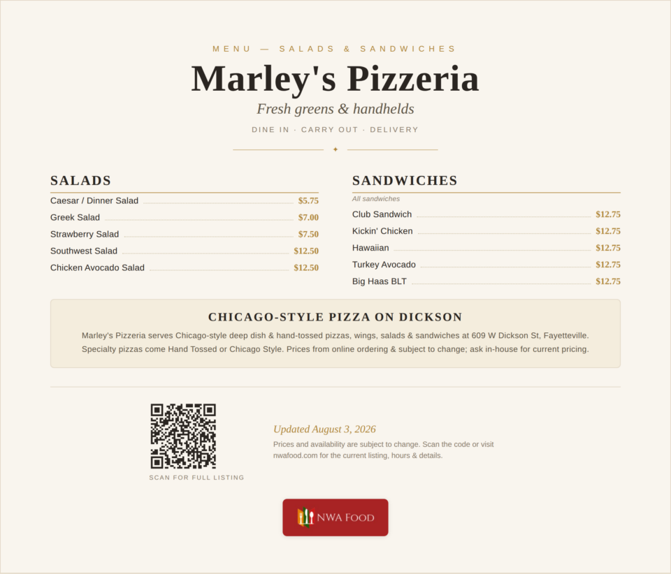 Marley's Pizzeria menu 2