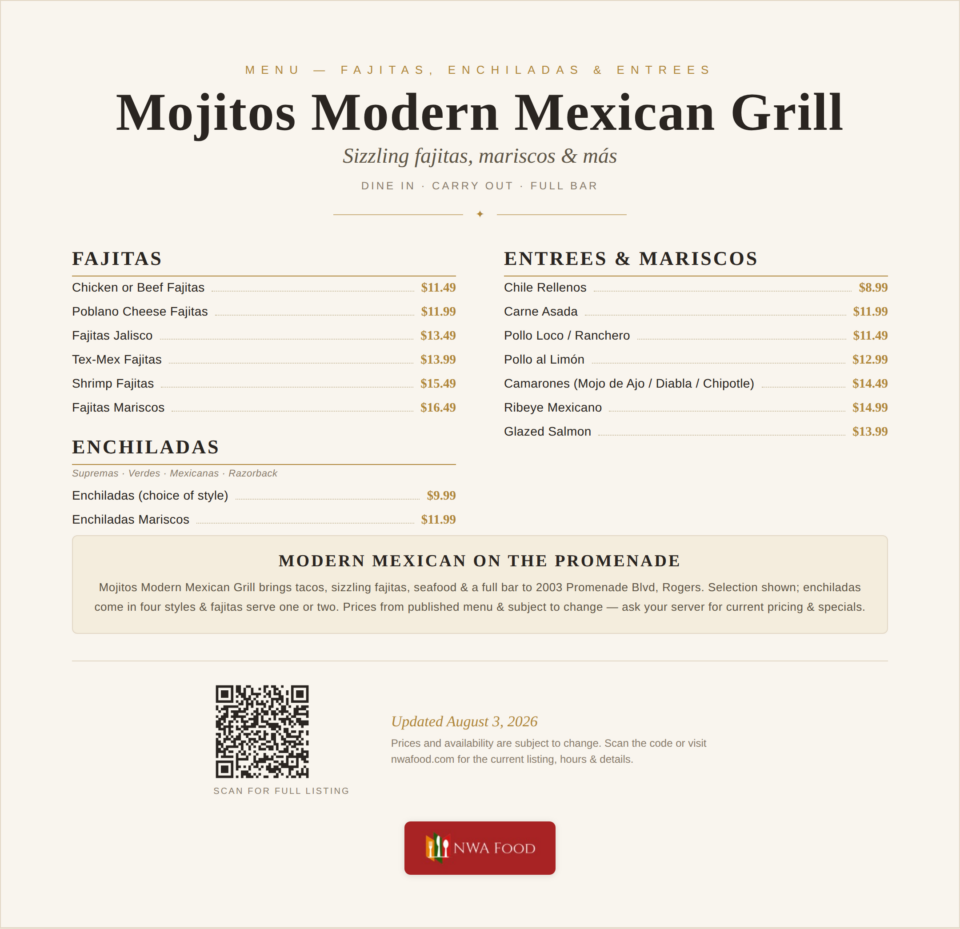 Mojitos Modern Mexican Grill menu 2
