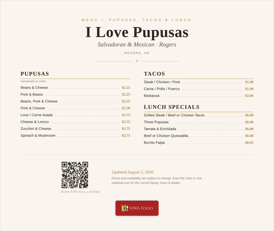 I Love Pupusas menu 1