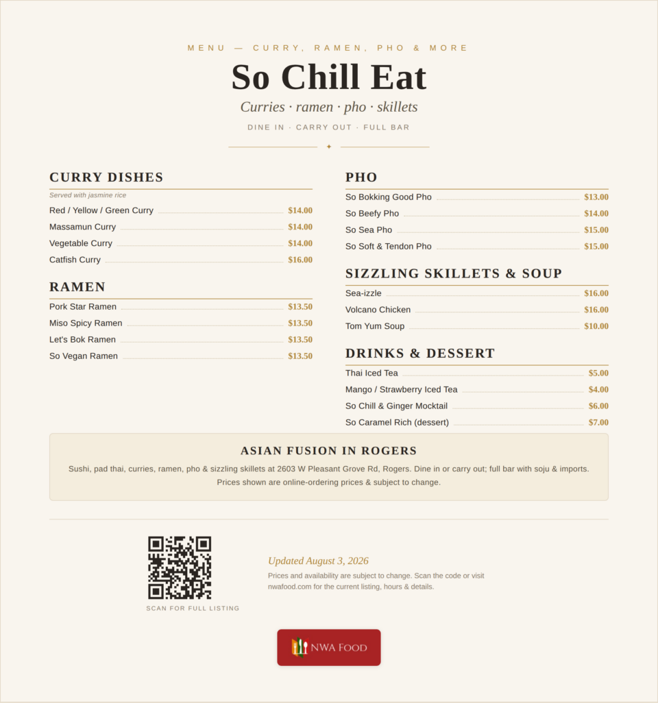 So Chill Eat menu page 2
