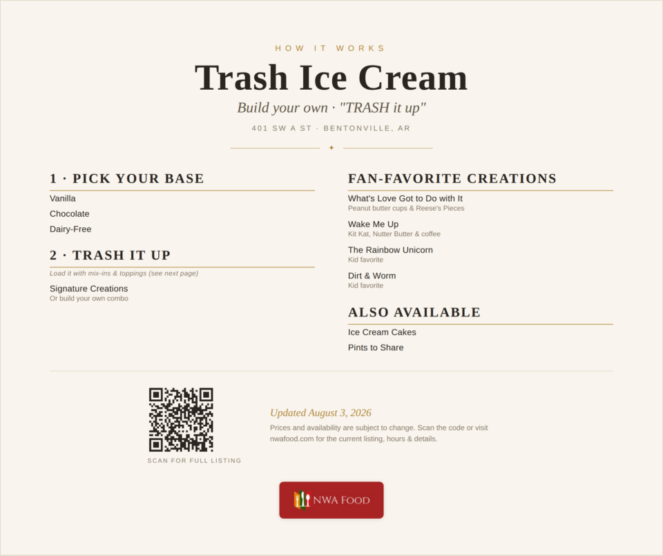 Trash Ice Cream menu page 1