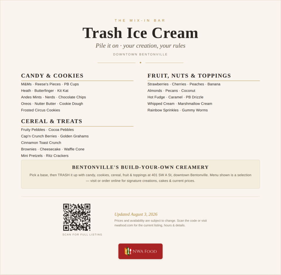 Trash Ice Cream menu page 2